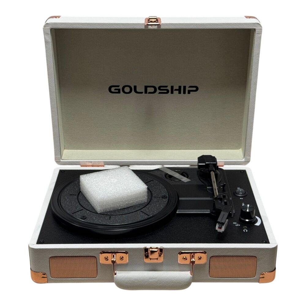 Goldship GOT316W Portable Record Player Bluetooth Suitcase Turntable AUX